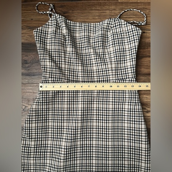 Aritzia Wilfred Isabelle Gingham Spaghetti Strap Mini Dress Cottage Western - Picture 4 of 8